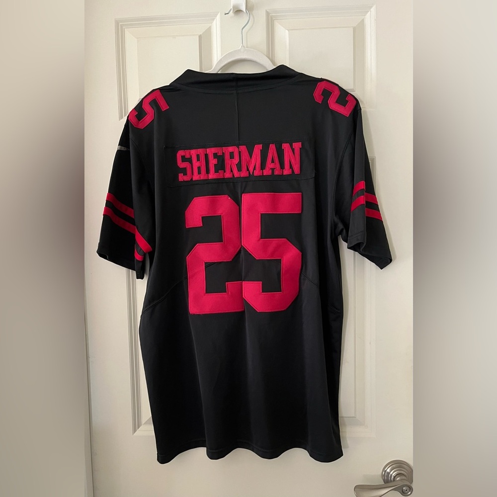 Men's San Francisco 49ers Richard Sherman #25 Nike Black Game Player Jersey M